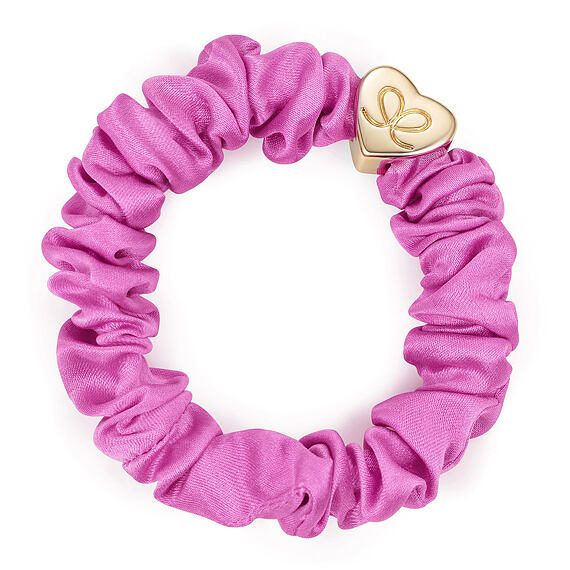 By Eloise London Gold Heart Silk Scrunchie Leopard