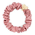 By Eloise London Gold Heart Silk Scrunchie Leopard - Champagne Pink