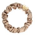 By Eloise London Gold Heart Silk Scrunchie Leopard - Sand