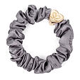 By Eloise London Gold Heart Silk Scrunchie Leopard - Grey