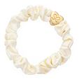 By Eloise London Gold Heart Silk Scrunchie Leopard - Cream