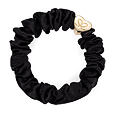 By Eloise London Gold Heart Silk Scrunchie Leopard - Black