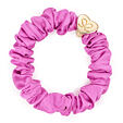 By Eloise London Gold Heart Silk Scrunchie Leopard - Bubblegum Pink