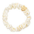 By Eloise London Gold Heart Silk Scrunchie Leopard - Cream